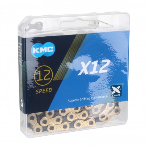 KMC X12 Ti-N x126 black-gold 12 s chain + pin