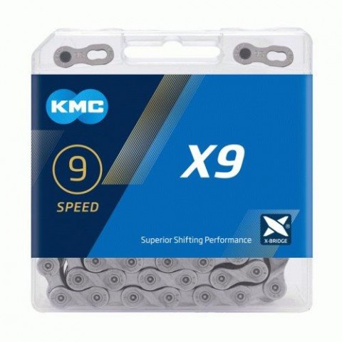 Łańcuch KMC X9 szary 114L + spinka (x9.73)-45912