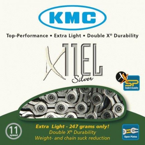 Łańcuch KMC X11 EL srebrny 11speed + spinka-53467